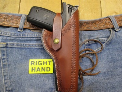 Leather Holster for S&W 22 A-1 22LR Semi Auto R Hand Handmade BARBED WIRE TOOLED