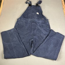 Carhartt FR Canvas Double Knee Bib Overalls Sz 38 X 30 Navy Workwear 101627 410