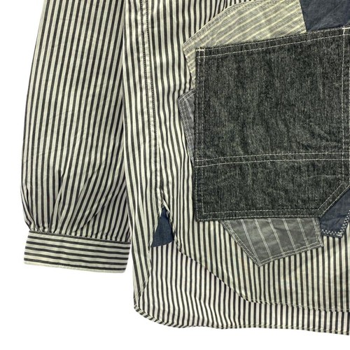 Junya Watanabe Comme Des Garcons Hombre 2013Aw Front Patchwork Rayas Algodón Largo - Imagen 3 de 8
