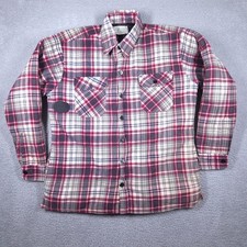 Vintage Sears Men's Store Flannel Shirt Large Red Quilted Insulated Outdoor 90s