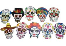 Sugar Skull Day Of The Dead 11x8  Decor 10 Different Designs W/ Stick Halloween