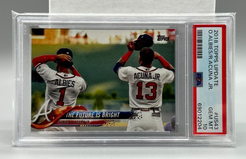2018 Topps Update #US43 Ronald Acuna Jr Ozzie Albies Rookie (RC) PSA 10