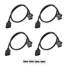 4PCS 5V 3 Pins Black Computer Motherboard RGB Conversion Cable with Pin Adapt...