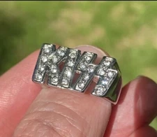 KISS (Stainless Steel) Diamond Cut Stones Sparkling KISS Logo Ring