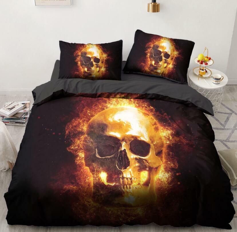 3D Flame Skull ZHUC1440 Poszewki na poduszki Koc Poszewka na kołdrę Zestaw Niska cena