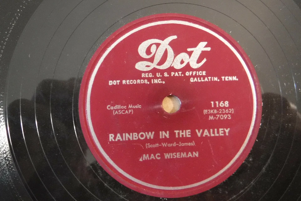 Mac Wiseman, Crazy Blues / Rainbow In The Valley, 1953 Dot 1168 Bluegrass - Image 3 of 4