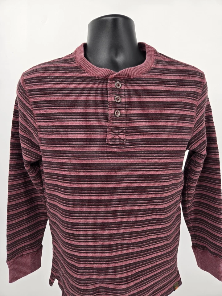 Northwest Territory Henley Shirt Medium Red Stripe Hiking Thermal Outdoor Men - Image 2 of 4