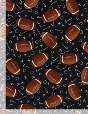 Football on Black cotton Quilt fabric TT Fabric Footballs C1228 Sports ball 35"