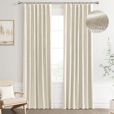 100% Blackout Linen Curtains 84 Inches Long  Rod Pocket Back Tab ... Hook Belt