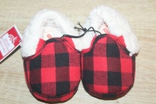 NWT Holiday Time Infant/Toddler Plush Memory Foam Slippers Plaid
