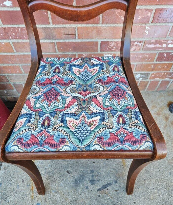 Vintage Walnut Dining Chair Carved Grapes And Leaves Back - Image 3 of 4