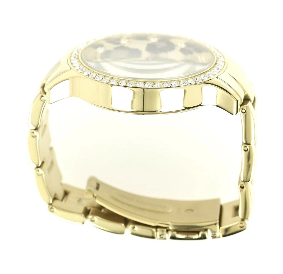 Reloj para mujer Betsey Johnson esfera con estampado de leopardo tono dorado 40 mm 137953 Foto 4 de 4