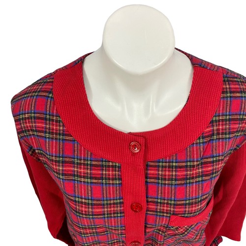 Cypress 2 Piece Pajama Set Womens Medium Red Plaid Waffle Knit Cabin Cozy Lounge - Picture 9 of 13