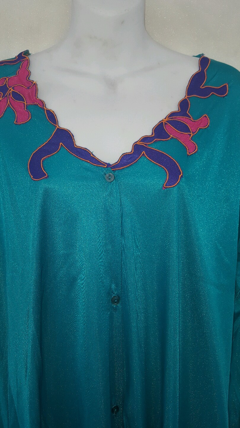 Ventura Green Nightgown Duster Calf Short Down Plus  Size 3X  56" Bust  