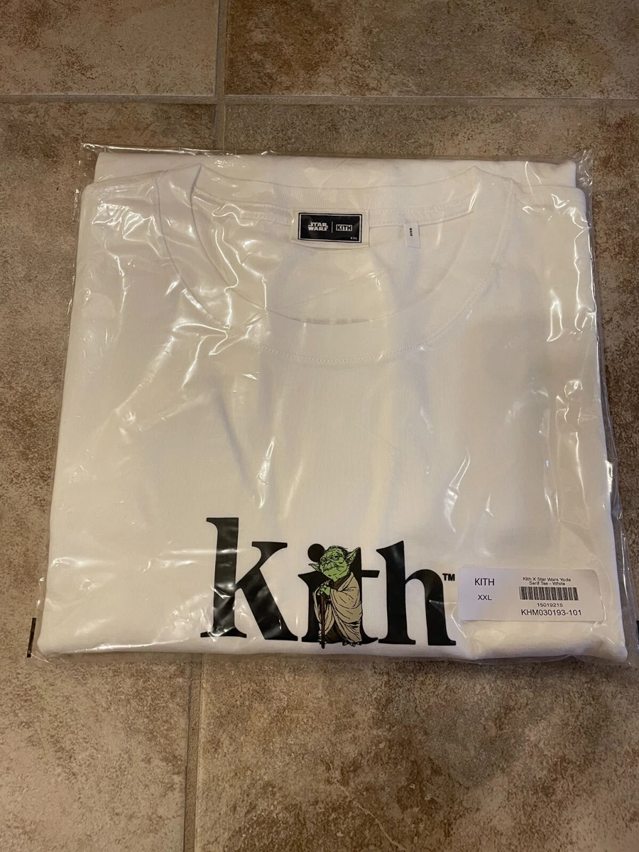 KITH X STAR WARS YODA SERIF TEE T-SHIRT WHITE XXL 2XL AUTHENTIC NEW IN HAND!