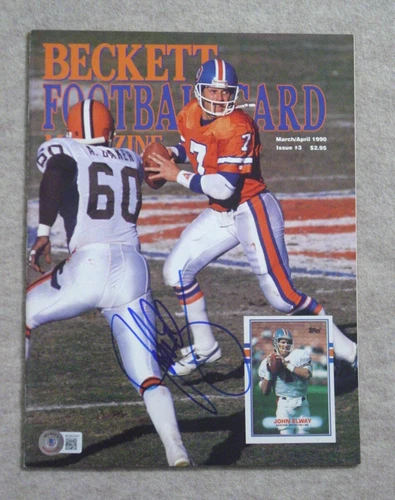 JOHN ELWAY Signed Autographed 1990 Beckett Magazine - BAS Beckett COA - Broncos