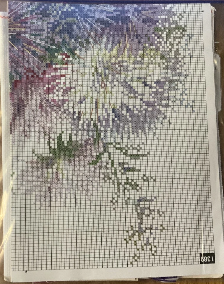 Riolis  #1389 Cross Stitch Kit Asters Floral Arrangement In Vase - Image 2 of 3