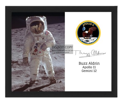 BUZZ ALDRIN 2ND MAN ON THE MOON APOLLO 11 MISSION PATCH 8X10 FRAMED PHOTO