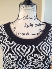 DRESSBARN KNIT SHIFT DRESS BLACK/WHITE SLEEVELESS  PLUS SZ 20W STRETCHY NWT