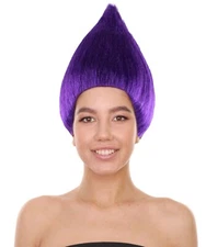 Purple Straight Trolls Wig Halloween Cosplay Party Fancy Dress Costume HW-1342