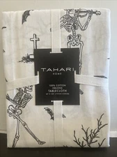 Tahari Skeletons Dancing Musical Instruments Bats Tablecloths 60”x120”