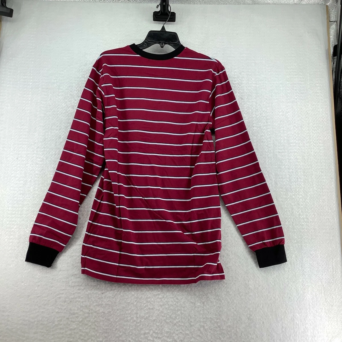 maroon and white striped shirt womens