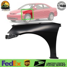 New Front Fender Driver Side Primed Steel For 2001-2003 Honda Civic Coupe Sedan
