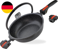 Linnuo Schmorpfanne Bratpfanne 28 Cm Hoher Rand, Aluguss Pfanne Mit Deckel 28Cm,