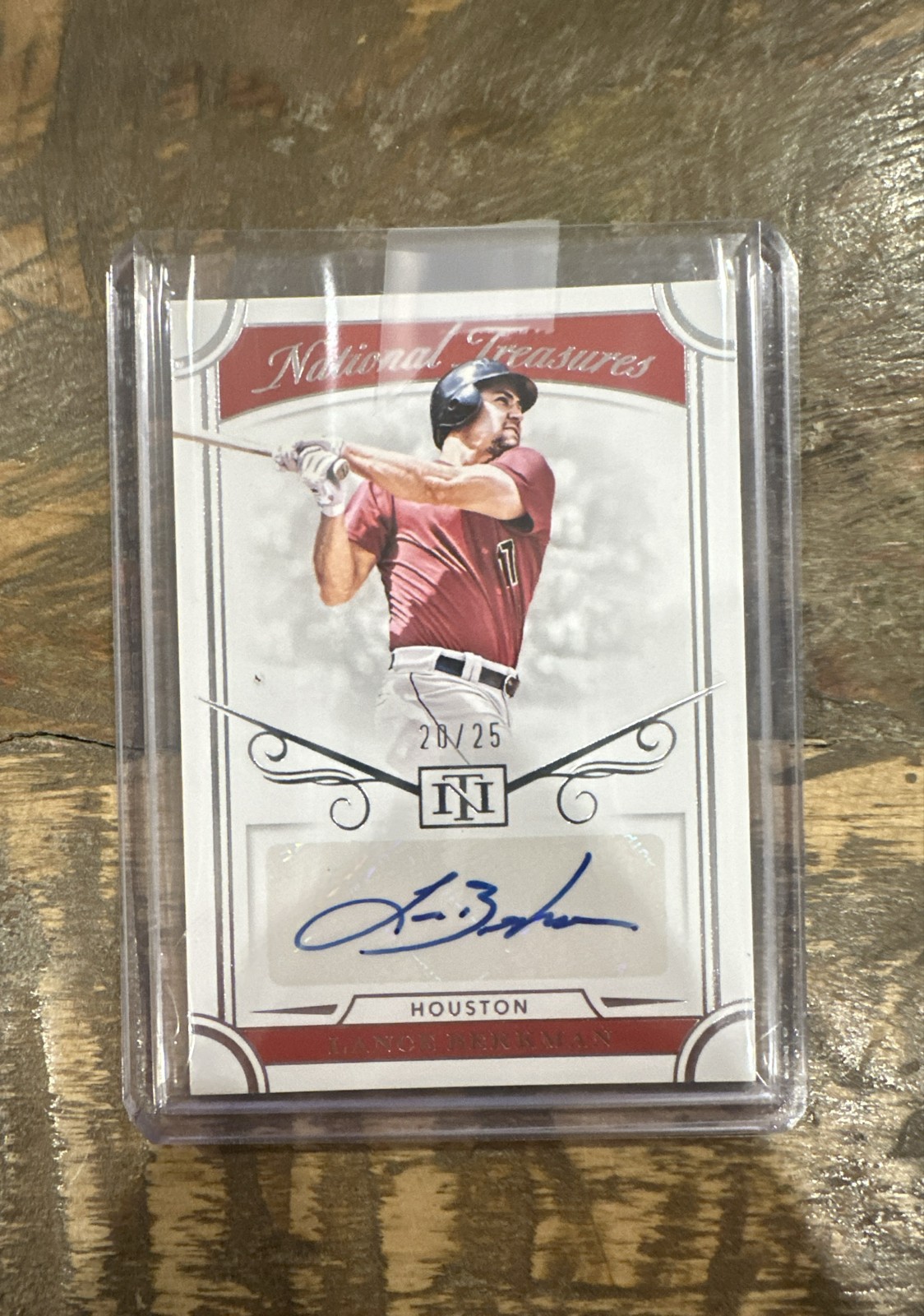 2021 Panini National Treasures - Signatures Lance Berkman #S-LB /25 (AU)
