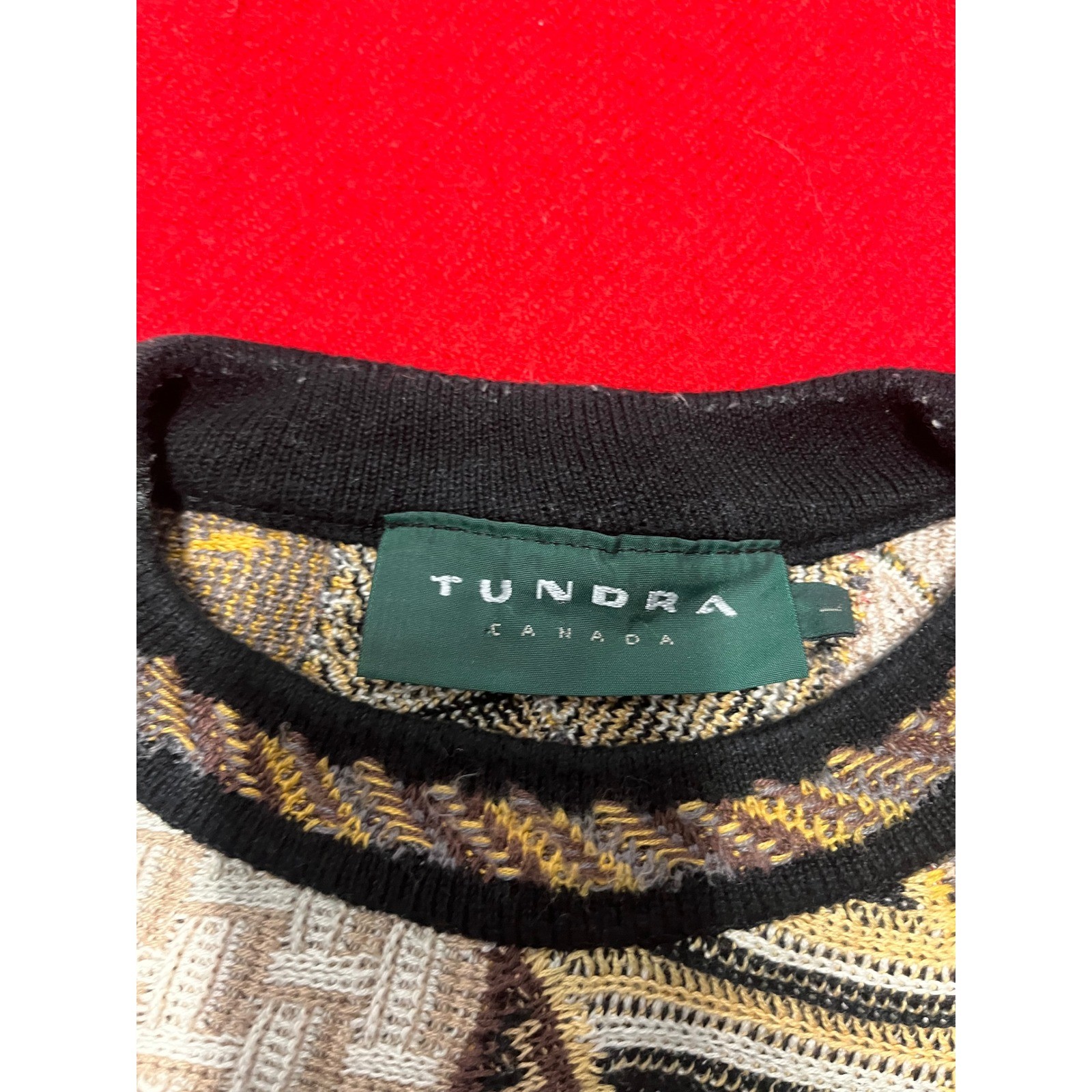 Tundra Canada Geometric Patchwork Knit Sweater Me… - image 3