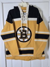 Boston Bruins Hoodie Sweatshirt Jersey Men's Large Old Time Hockey NHL