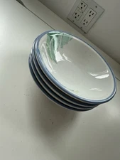 4 INTERNATIONAL INT’’L TABLEWORKS PALM LEAVES Soup Bowls Stoneware Japan 032