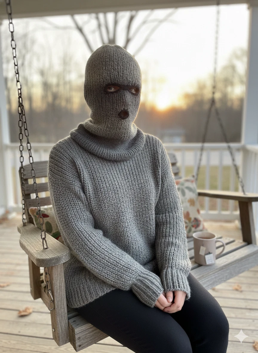 Ski Mask Balaclava 3 hole Tan/Gray Winter Hat