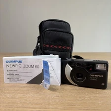 Olympus Newpic Zoom 60 Compact 35mm Point & Shoot Film Camera Black, Untested