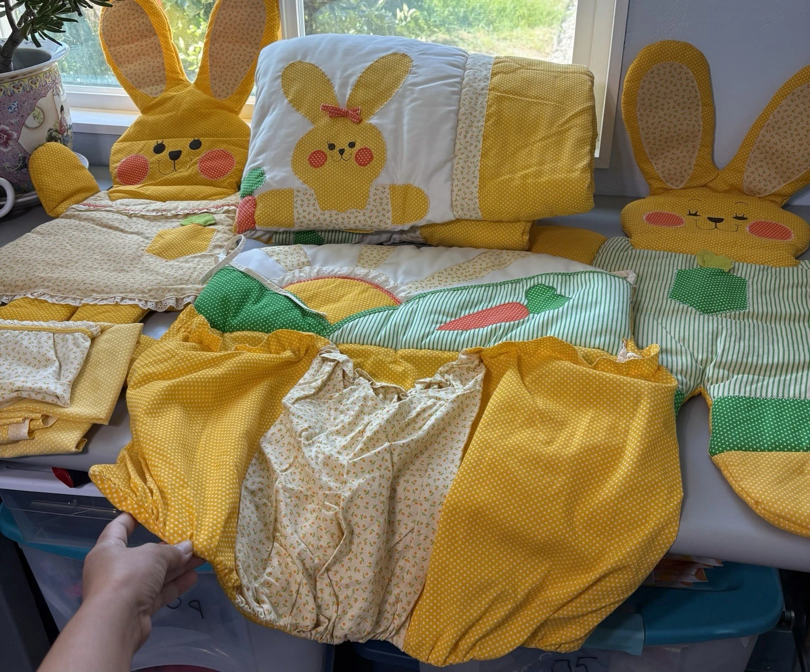Vintage Nursery Decor Bedding Judi S Heirloom Collection Yellow Bunnies USA Made