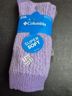 Women Columbia Super Soft Crew Socks Shoe Sizez 4-10 2 Pair Purple And Grey