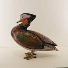 Standing Hand-Painted Wooden Bird Decorative Sculpture - Original Price 575
