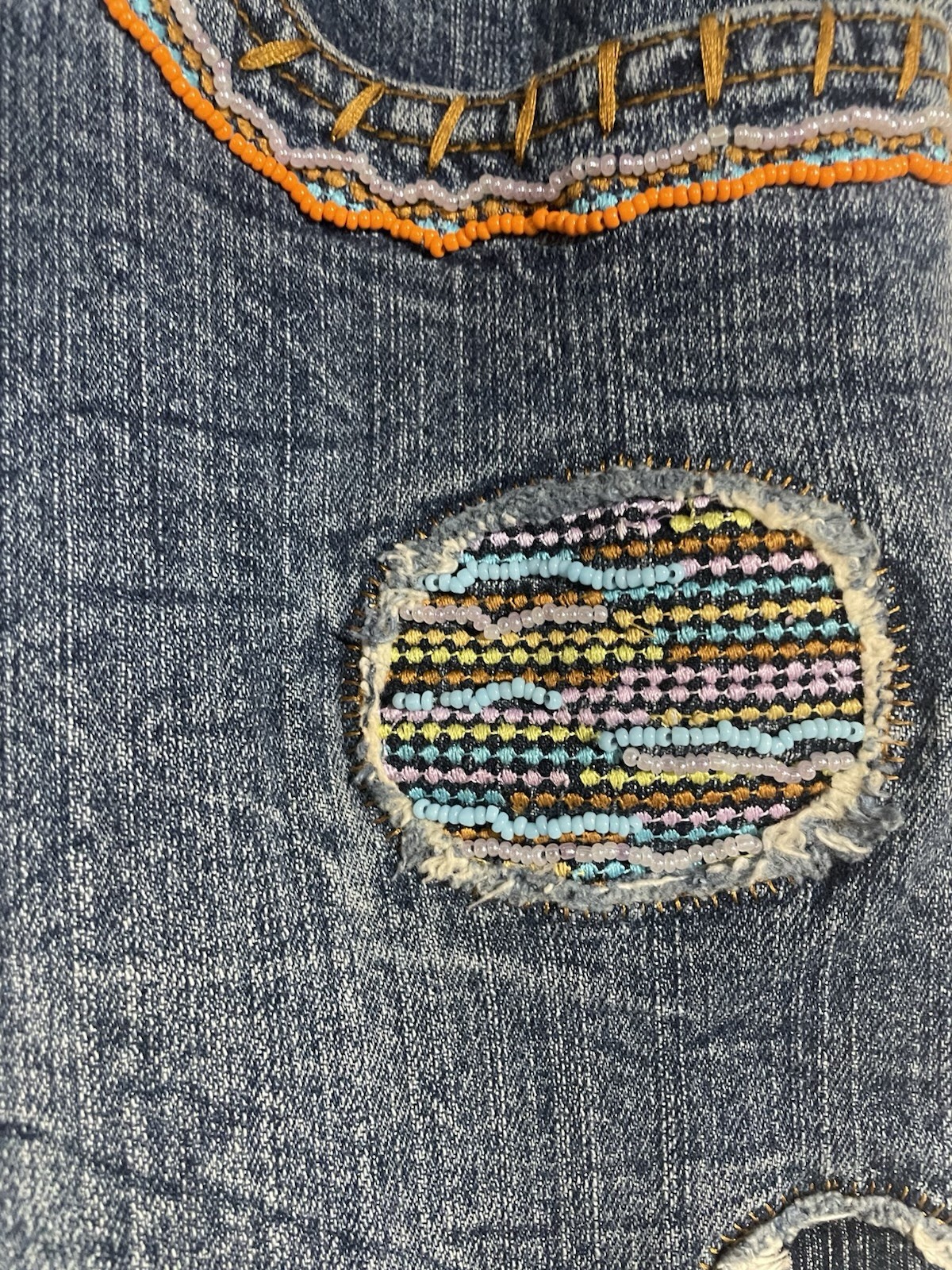 Request Women's Embroidered Patchwork Stretch Blu… - image 7