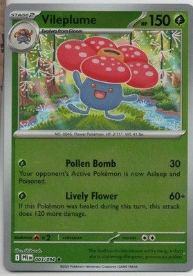 Pokémon TCG Vileplume 003/094 Stage 2 Card Minty Fresh