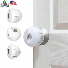 Child Proof Door Knob Covers, 4-Pack, White - Baby Safety Door Knob Covers for T