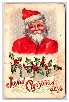 Santa Claus Cluse Up with Christmas Mistletoe or holly