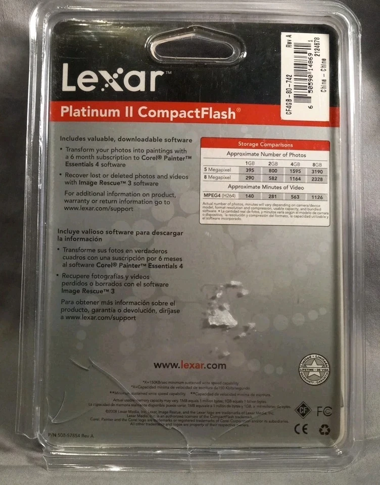 Lexar 4GB Platinum II Compact Flash Memory Card High Speed New  - Image 3 of 4