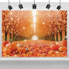 Fall Photography Backdrop 7x5ft Autumn Maple Leaves Photo Background Pumpkins...