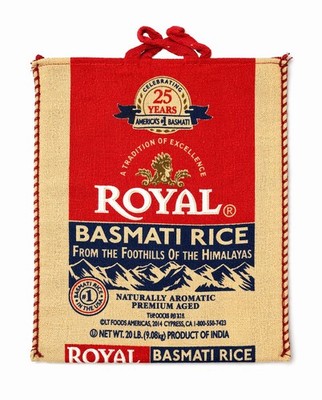 [BAG ONLY] Royal Basmati Rice Bag 20lbs Burlap Handles Zipper Heavy Duty