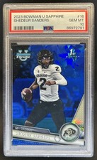 2023 Bowman University Chrome Sapphire Shedeur Sanders #16 Buffaloes PSA 10