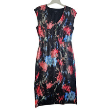 J. Crew Women Midi Dress Multicolor V-Neck Sleeveless Size 12 Side Pockets