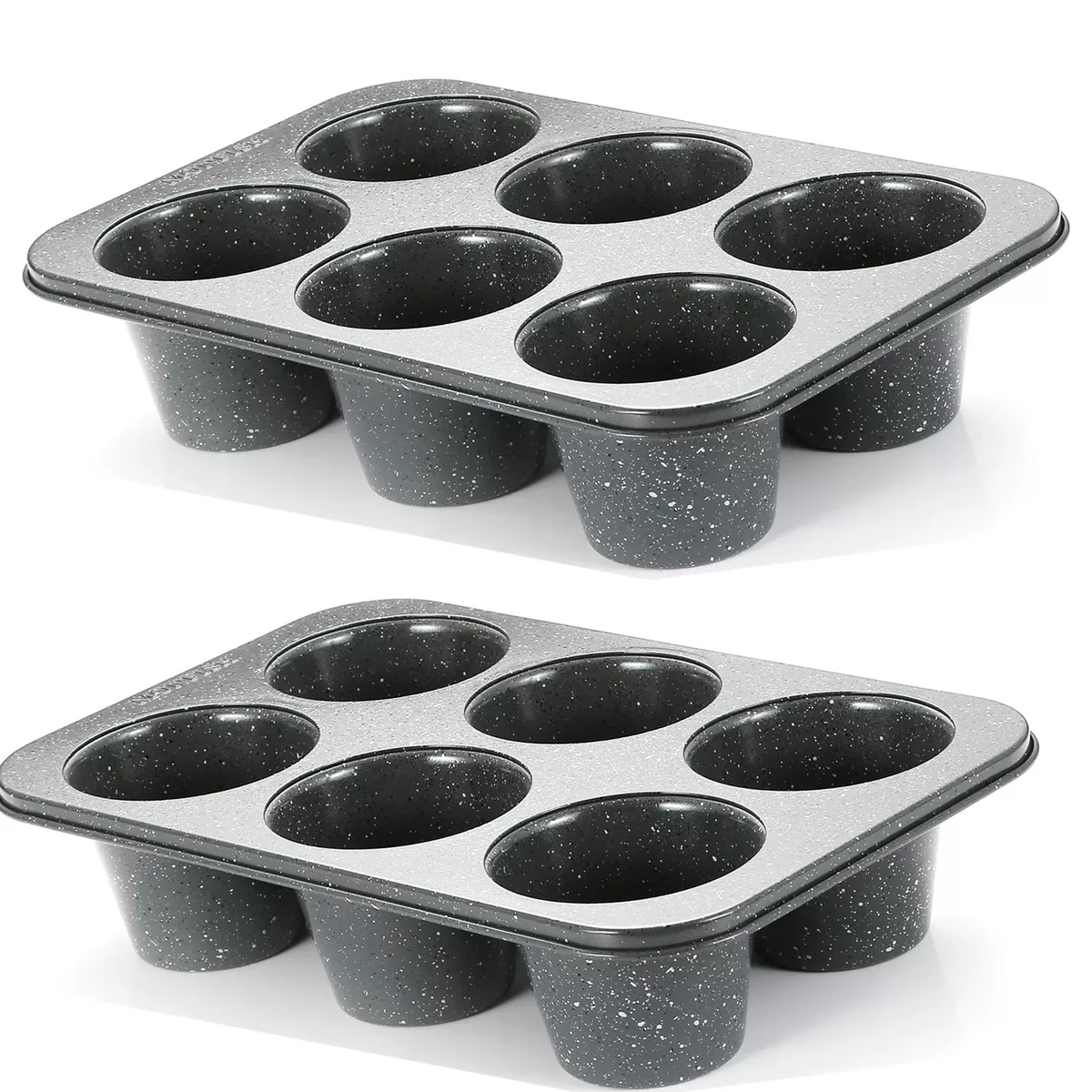 2PCS Jumbo Deep Muffin Cupcake Pan Black Stone non Stick Coating 3.5diax3  cup