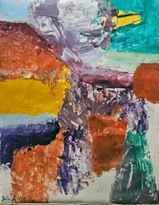 John Little Signed Abstract Expressionist Oil Painting on Canvas Modern Art