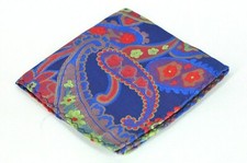 Lord R Colton Masterworks Konya Turkish Blue Floral Silk Pocket Square - 75 New