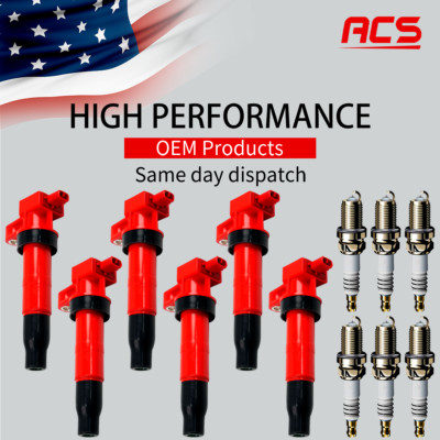 6X OEM Ignition Coil & Iridium Spark Plug For Hyundai Sonata Kia 3.3L 3.8L UF546